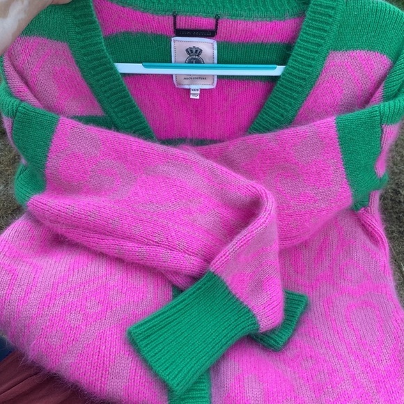 Juicy Couture Women’s Oversized Cardigan Angora Pink and Green Sweater XS/S - Picture 5 of 13